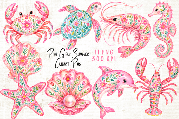 Download Pink Girly Summer Clipart PNG - Ink Collection